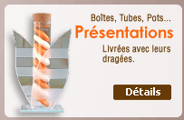 Nos boites de dragees communion, figurines mickey, tubes eprouvettes, tulle, pots, organdi, livr&eacute;s avec dragees...