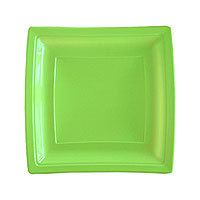 Petites Assiettes Plastiques Carrées Luxe Vert Anis x10