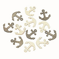 Petites Ancres Marines en Bois Taupe et Blanc x12