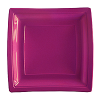 Grandes Assiettes Plastiques Carrées Luxe Fuchsia x10