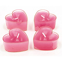 4 Bougies en Forme de Coeur Coque Translucide Fuchsia