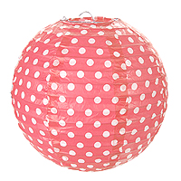 2 Boules Lampion à Pois de Décoration 20 cm Fuchsia