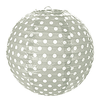 2 Boules Lampion à Pois de Décoration 20 cm Gris