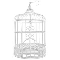 La Cage à Oiseaux Urne et Décoration Métal Blanc
