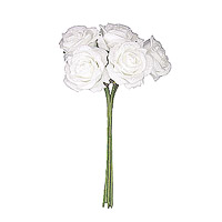 5 Roses Pailletées sur Tige Blanc