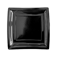 Petites Assiettes Plastiques Carrées Luxe Noir x10