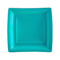Petites Assiettes Plastiques Carrées Luxe Turquoise x10