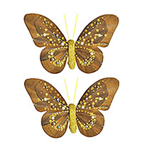 Pinces Papillons Chocolat Perles et Paillettes x2